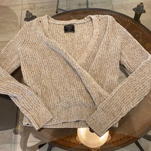 Amber Crombie and Fitch gray crossed Sweater